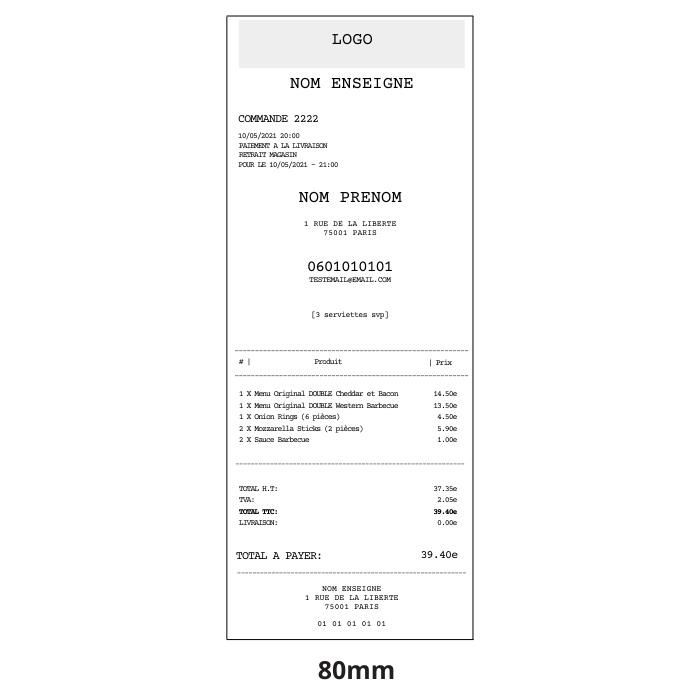 Options for items on the menu are more visible on a 80mm thermal paper, so no mistakes are made